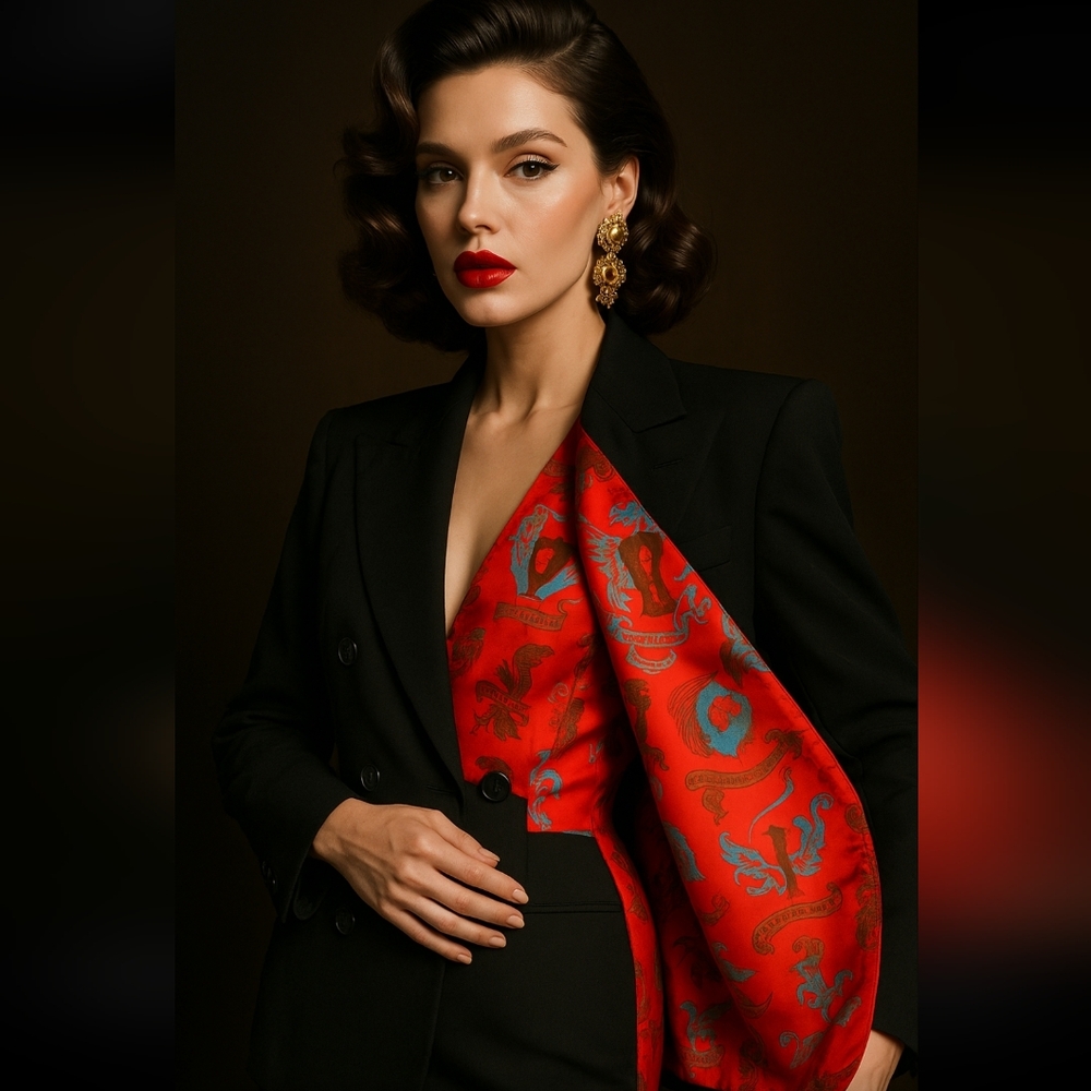 RARE VINTAGE EMILIO PUCCI DOUBLE-BREASTED WOOL BLAZER w/ ICONIC FLORENTINE CREST